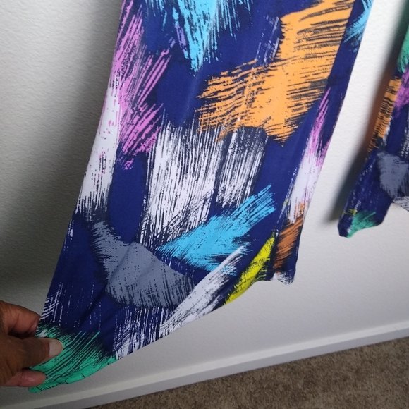 Honeylee Wide Band Flare Leg Palazzos Small Relaxed Abstract Paint Splash Pants - Picture 7 of 7